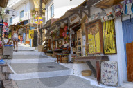Typical old town street in Parga, Preveza, Greece