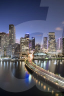 Brickell Key and Downtown Miami skyline at night, Florida, USA