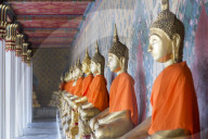 Gold Buddha statues in Wat Arun (The Temple of Dawn), Bangkok, Thailand