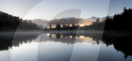 8207 Lake Matherson panoramic at sunrise with Mount Cook, South Island, New Zealand,