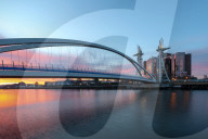 The Millennium Bridge at Salford Quays, Manchester, Greater Manchester, England, United Kingdom, Europe