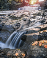 Lower Aysgarth Falls on the River Ure, autumn, Wensleydale, Yorkshire Dales National Park, North Yorkshire, England.