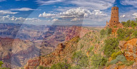 View of Grand Canyon west of the historic Watch Tower. Managed by the National Park Service. No property release is needed.