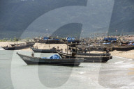Fishing boats on beach at Yongbun, near Chongjin, Hamgyong Province, North Korea