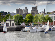 Harbour view, city centre with cathedral and Univerity towers on skyline