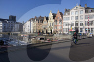 Buildings on Korenlei, Ghent, Belgium.