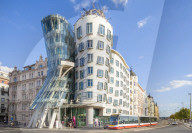 Prague Dancing House or Ginger and Fred, TanÄÃ­cÃ­ dÅ¯m, by Frank Gehry and Vlado Milunic , Prague,Czech Republic, EU, Europe