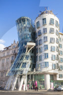Prague Dancing House or Ginger and Fred, TanÄÃ­cÃ­ dÅ¯m, by Frank Gehry and Vlado Milunic , Prague,Czech Republic, EU, Europe