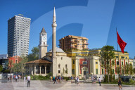 Albania, Tirana, Skanderbeg square, Etehem Bey mosque