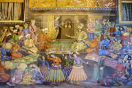 Iran, Isfahan, Chehel Sotun palace, The Great hall or Throne hall painting, the reception of Shah Abbas I for Vali Mohammad Khan