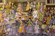Iran, Isfahan, Chehel Sotun palace, The Great hall or Throne hall painting, the reception of Shah Abbas I for Vali Mohammad Khan
