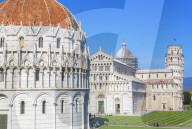 Baptistery, Cathedral and Leaning Tower, Campo dei Miracoli, Pisa, Tuscany, Italy, Europe