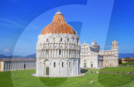 Baptistery, Cathedral and Leaning Tower, Campo dei Miracoli, Pisa, Tuscany, Italy, Europe