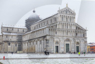 The Cathedral of Pisa in a snowy day, Pisa, Tuscany, Italy, Europe
