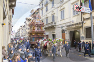 Ox cart parade, Explosion of the Cart festival, Florence, Tuscany, Italy, Europe