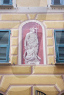 Traditional Ligurian house facade, Camogli, Liguria, Italy, Europe