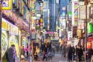 Asia, Japan, Tokyo, Shinjuku, Kabukicho neon lit street