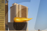 Asia, Japan, Tokyo, Asakusa, Asahi beer Golden Flame (aka Golden Turd)