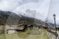 The village of Tignet in the Gran Paradiso National Park, Aosta Valley, Italy.