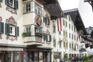 Traditional Architecture with Mural and wall decoration, St Johann in Tyrol, Austria, Europe, EU