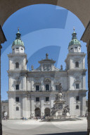 17th Cent Baroque Cathedral of St Rupert and St Vergilius, Marian Statue, Salzburg, Mozart‚Äôs Birthplace, World Heritage Site, Austria, Europe, EU