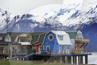 Store, Boardwalk, Homer Spit, Alaska, USA