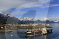 Fuel barge & tugboat, Valdez, Prince William Sound, Alaska, USA
