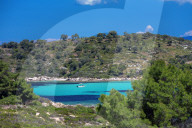 beautiful hidden beach halkidiki, greece