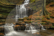 Scaleber Force waterfall in the Yorkshire Dales National Park, England. Autumn (October) 2018.