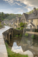Picture postcard Cotswolds village of Castle Combe, Wiltshire, England. Spring (May) 2019.