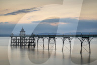 Twilight over Clevedon Pier, Clevedon, Somerset, England. Summer (July) 2019.