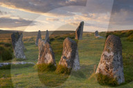 Scorhill megalithic stone circle in Dartmoor National Park, Devon, England. Summer (July) 2017.