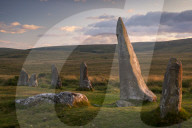 Scorhill megalithic stone circle in Dartmoor National Park, Devon, England. Summer (July) 2017.