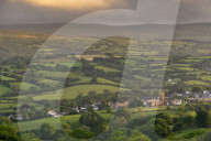 Parish Church surrounded by rolling countryside, Moretonhampstead, Dartmoor, Devon, England. Summer (June) 2019.