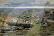 Honeybag Tor in Dartmoor National Park, Devon, England. Spring (March) 2018.