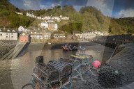 Clovelly harbour at dawn, North Devon, England. Spring (April) 2018.