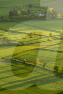 Lush rolling farmland in the Brecon Beacons National Park, Powys, Wales. Spring (May) 2019.