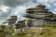 Granite outcrops on Stowes Hill in Bodmin Moor, Minions, Cornwall, England. Summer (June) 2019.
