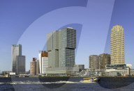 Water taxi on Nieuwe Maas River, Rotterdam, Zuid Holland, Netherlands