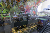 Food market inside Markthal, Rotterdam, Zuid Holland, Netherlands