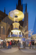Christmas Market at dusk, Wiesbaden, Hesse, Germany
