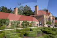 Green House (right), Slave Quarters (left), Upper Garden (foreground}, Mt Vernon, Virginia, USA