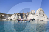 Tour Boats, Kleftiko Bay, Milos Island, Cyclades Group, Greece