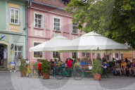 Outdoor Restaurant, Sighisoara, UNESCO World Heritage Site, Mures County, Transylvania Region, Romania