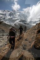 Trekkers at 5000 metres, high Khumbu, Nepal