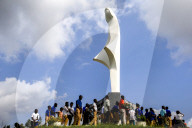Pilgrims at Our Lady of Africa catholic sanctuary, Abidjan, Ivory Coast.