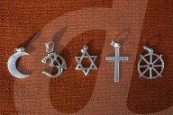 Symbols of 5 religions. France.