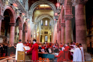 St Ann's Belfast protestant cathedral, Northern Ireland. Sunday service. Choir. Ulster, U.K.