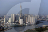 Saigon river and cityscape of Ho Chin Minh Skyline. Saigon. Vietnam.