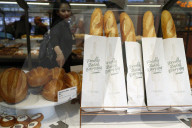 Fresh french bread ( baguette ) for sale in bakery. Ho Chi Minh City. Vietnam.